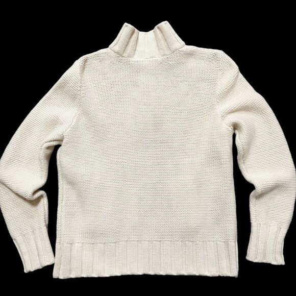 OLD NAVY Full Zip Chunky Cable Knit Lambswool Sweater Jacket in Cream SZ XL - Picture 6 of 10